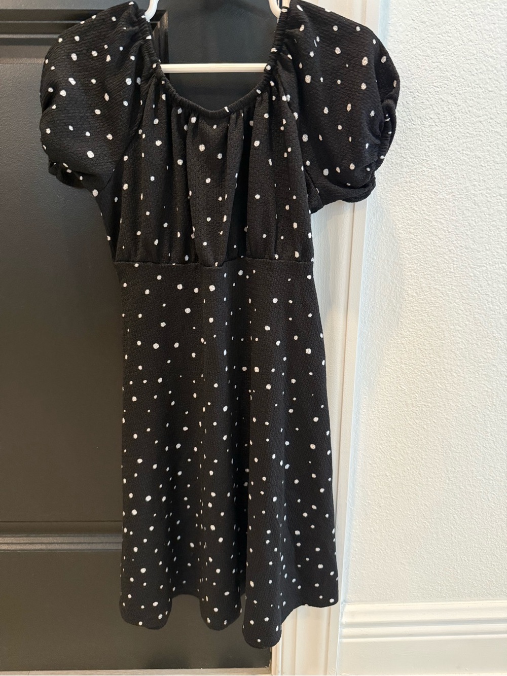 wonder nation Black & White Polka Dot Puff Sleeve Dress